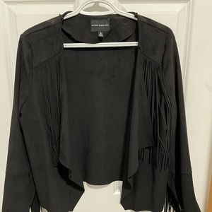 Black suede jacket with fringe